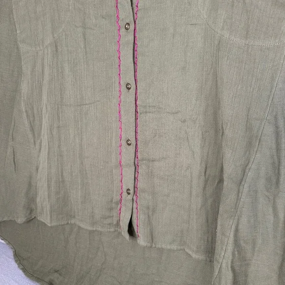 Soft Surroundings Embroidered Tunic Dress Olive Green Tassel Detail Women Large - Picture 6 of 14